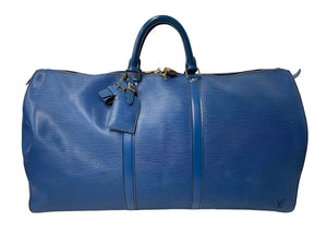 LOUIS VUITTON ルイヴィトン キーポル55 ボストンバッグ エピレザー ブルー M42955 旅行バッグ 青 鞄 良品 中古 64193