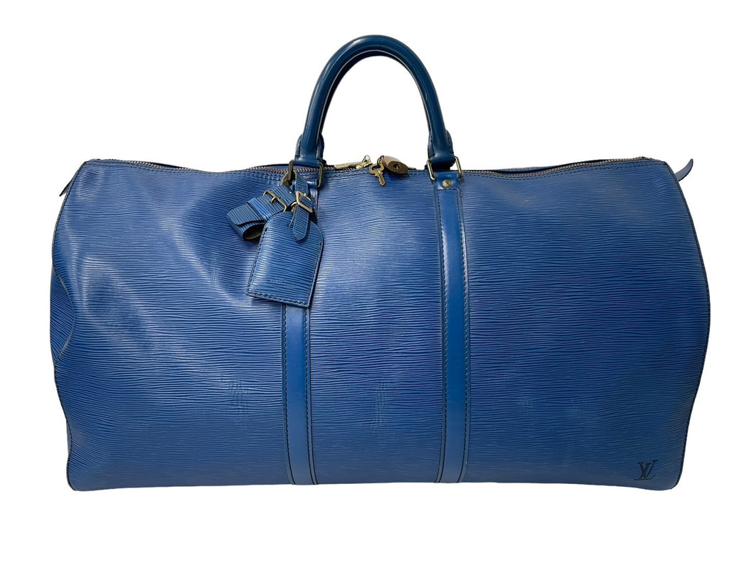 LOUIS VUITTON ルイヴィトン キーポル55 ボストンバッグ エピレザー ブルー M42955 旅行バッグ 青 鞄 良品 中古 64193