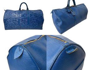 LOUIS VUITTON ルイヴィトン キーポル55 ボストンバッグ エピレザー ブルー M42955 旅行バッグ 青 鞄 良品 中古 64193