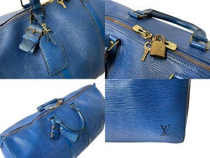 LOUIS VUITTON ルイヴィトン キーポル55 ボストンバッグ エピレザー ブルー M42955 旅行バッグ 青 鞄 良品 中古 64193