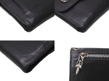 Load image into Gallery viewer, CHROME HEARTS クロムハーツ ウェーブウォレット 三つ折り財布 クロスボールボタン レザー シルバー925 ブラック 美品 中古 64213