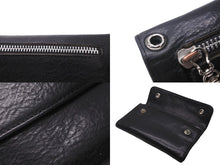 Load image into Gallery viewer, CHROME HEARTS クロムハーツ ウェーブウォレット 三つ折り財布 クロスボールボタン レザー シルバー925 ブラック 美品 中古 64213