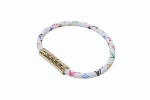 未使用 ルイヴィトン ルイヴィトン × 村上隆 モノグラム マルチカラー ブレスレット LVコンフィデンシャル M8973E ホワイト 中古 4b006422 