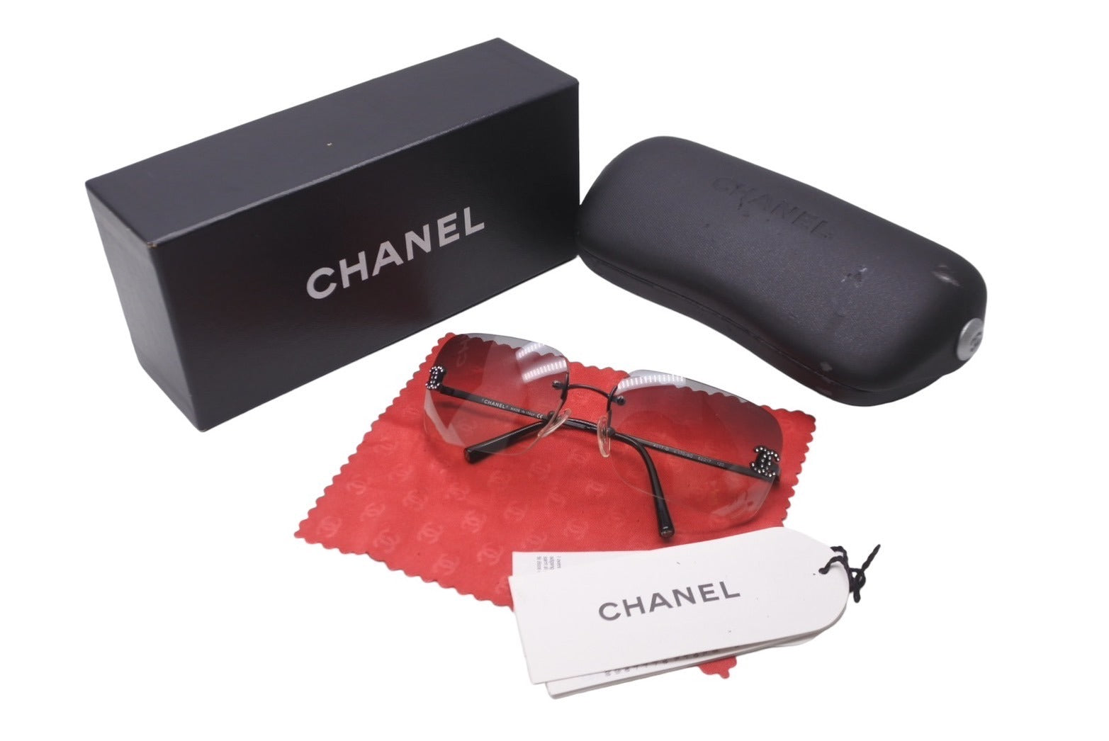極美品 CHANEL シャネル ココマークラインストーンサングラス