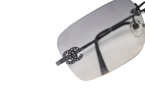 極美品 CHANEL シャネル ココマークラインストーンサングラス 4017-D c.170/8G ブラック サイズ62▫︎17 120 中古 64237