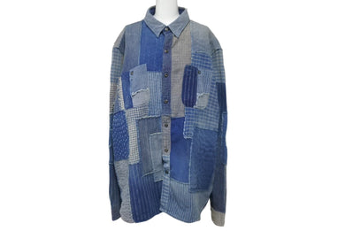 極美品 RRL LIMITED EDITION ダブルアールエル リミテッドエディション 長袖シャツ サイズXL パッチワーク デニム コットン 中古 64252