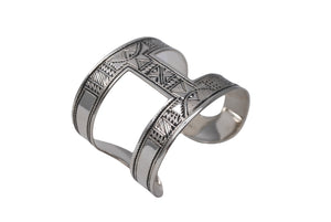 極美品 HERMES エルメス トゥアレグ PM バングル ブレスレット シルバ−925 重量59.3g アクセサリー ジュエリー 彫刻 入手困難 中古 64257