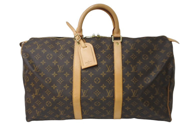 LOUISVUITTON ルイヴィトン キーポル50 ボストンバッグ M41426 PVCコーティングキャンバス ブラウン 美品 中古 64258