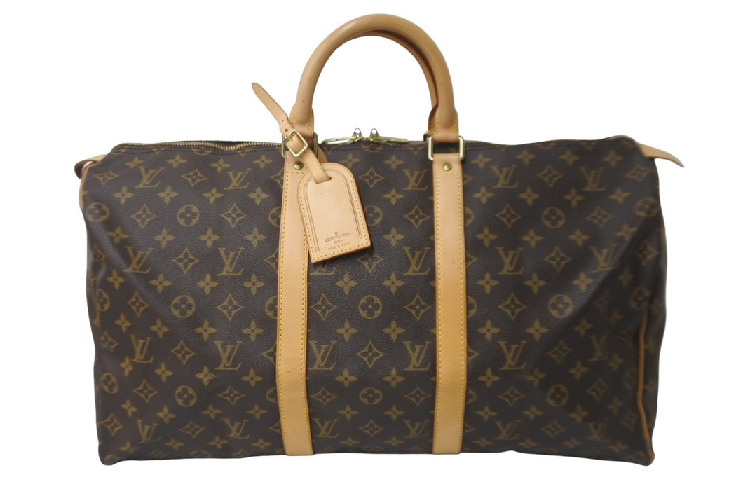 LOUISVUITTON ルイヴィトン キーポル50 ボストンバッグ M41426 PVCコーティングキャンバス ブラウン 美品 中古 64258