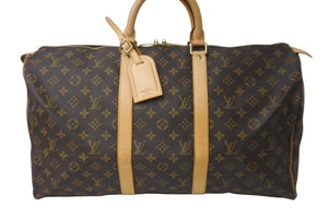 LOUISVUITTON ルイヴィトン キーポル50 ボストンバッグ M41426 PVCコーティングキャンバス ブラウン 美品 中古 64258