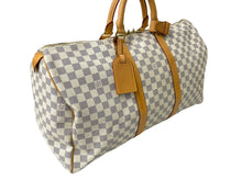 Load image into Gallery viewer, LOUISVUITTON ルイヴィトン キーポル50 ボストンバッグ N48223 ダミエアズールキャンバス ヌメ革 ホワイト 美品 中古 64265