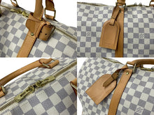 Load image into Gallery viewer, LOUISVUITTON ルイヴィトン キーポル50 ボストンバッグ N48223 ダミエアズールキャンバス ヌメ革 ホワイト 美品 中古 64265
