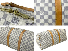 Load image into Gallery viewer, LOUISVUITTON ルイヴィトン キーポル50 ボストンバッグ N48223 ダミエアズールキャンバス ヌメ革 ホワイト 美品 中古 64265