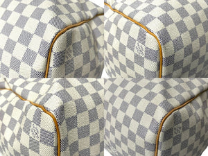 LOUISVUITTON ルイヴィトン キーポル50 ボストンバッグ N48223 ダミエアズールキャンバス ヌメ革 ホワイト 美品 中古 64265