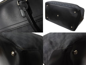 LOUIS VUITTON ルイヴィトン ネオグリニッジ ボストンバッグ N41164 ダミエグラフィット ブラック シルバー金具 良品 中古 64266