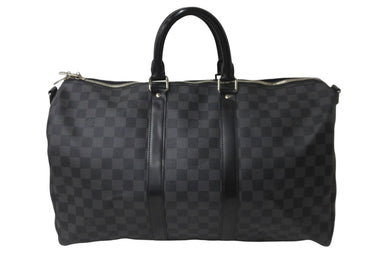 LOUIS VUITTON ルイヴィトン キーポル バンドリエール45 ボストンバッグ ダミエグラフィット N41418 シルバー 美品 中古 64267
