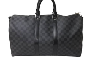 LOUIS VUITTON ルイヴィトン キーポル バンドリエール45 ボストンバッグ ダミエグラフィット N41418 シルバー 美品 中古 64267