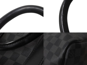 LOUIS VUITTON ルイヴィトン キーポル バンドリエール45 ボストンバッグ ダミエグラフィット N41418 シルバー 美品 中古 64267