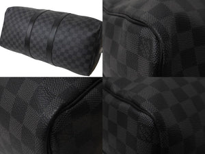 LOUIS VUITTON ルイヴィトン キーポル バンドリエール45 ボストンバッグ ダミエグラフィット N41418 シルバー 美品 中古 64267