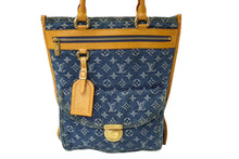 Load image into Gallery viewer, LOUIS VUITTON ルイヴィトン モノグラムデニム フラットショッパー トートバッグ M95018 ブルー ロゴ 鞄 廃番 中古 64271