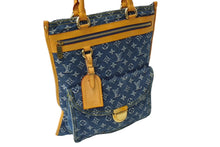 Load image into Gallery viewer, LOUIS VUITTON ルイヴィトン モノグラムデニム フラットショッパー トートバッグ M95018 ブルー ロゴ 鞄 廃番 中古 64271