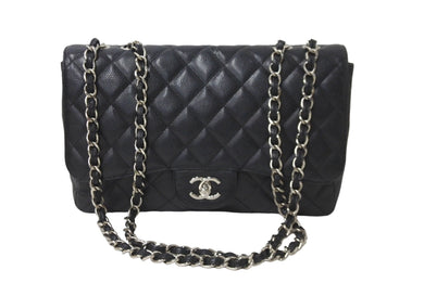 CHANEL シャネル チェーンショルダーバッグ マトラッセ 30CM シングルフラップ ブラックシルバー 13番台 中古 64274