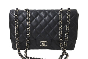 CHANEL シャネル チェーンショルダーバッグ マトラッセ 30CM シングルフラップ ブラックシルバー 13番台 中古 64274