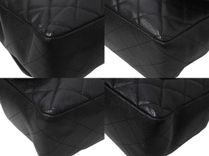 CHANEL シャネル チェーンショルダーバッグ マトラッセ 30CM シングルフラップ ブラックシルバー 13番台 中古 64274