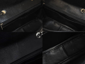 CHANEL シャネル チェーンショルダーバッグ マトラッセ 30CM シングルフラップ ブラックシルバー 13番台 中古 64274