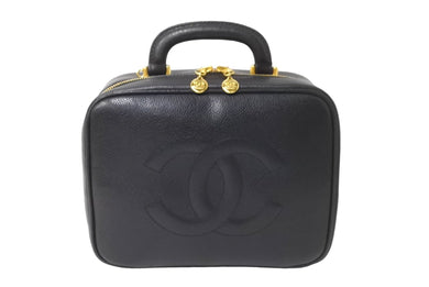 極美品 CHANEL シャネル ココマーク バニティ 4番台 キャビアスキン ブラック ゴールド金具 中古 64275