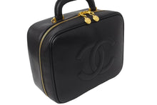 Load image into Gallery viewer, 極美品 CHANEL シャネル ココマーク バニティ 4番台 キャビアスキン ブラック ゴールド金具 中古 64275