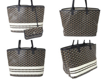 Load image into Gallery viewer, GOYARD ゴヤール ダブル サンルイPM トートバッグ ブラック コーティングキャンバス カーフスキン LME020194 美品 中古 64282