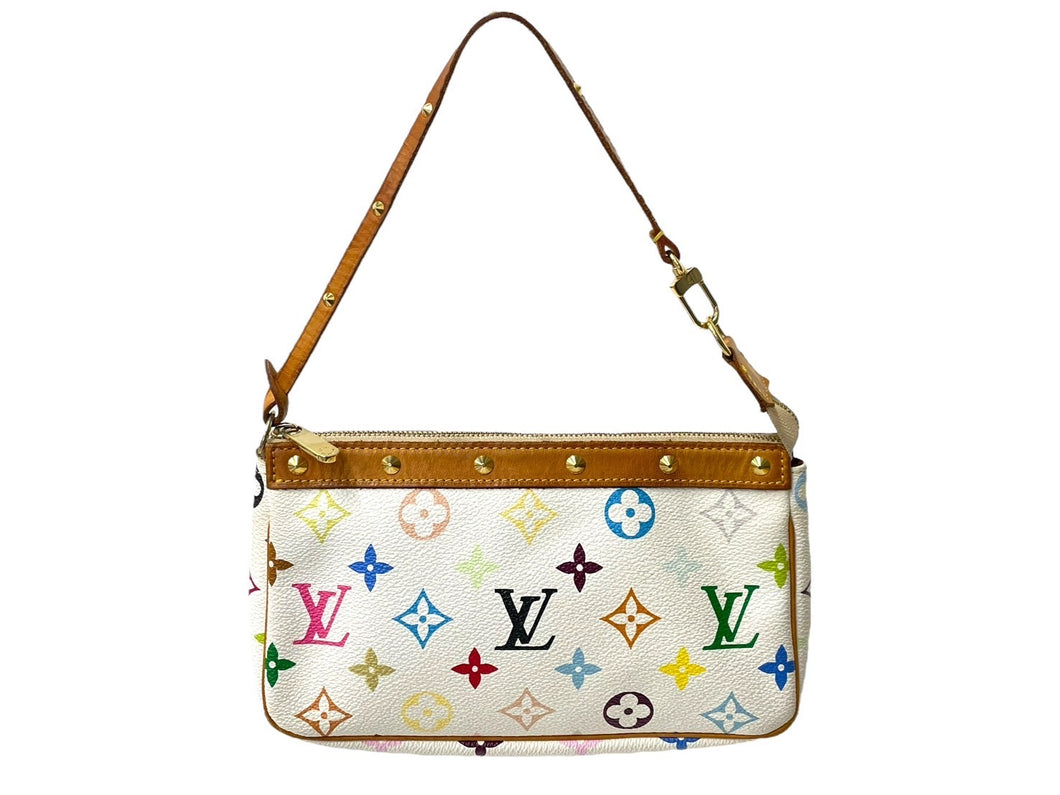 LOUIS VUITTON ルイヴィトン ポシェット アクセソワール アクセサリーポーチ M92649 モノグラム マルチカラーホワイト 良品 中古 64286