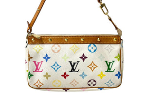 LOUIS VUITTON ルイヴィトン ポシェット アクセソワール アクセサリーポーチ M92649 モノグラム マルチカラーホワイト 良品 中古 64286