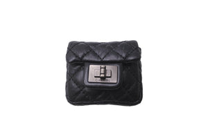CHANEL シャネル ミニポーチ 小物入れ ブラック キルティング ラムスキン 美品 中古 64290