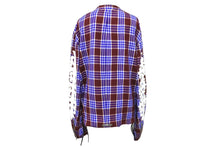 Load image into Gallery viewer, CHROME HEARTS クロムハーツ 長袖シャツ サイズS クロスパッチ フローラルクロス シルバー925 ワインレッド ブルー 美品 中古 64293