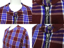 Load image into Gallery viewer, CHROME HEARTS クロムハーツ 長袖シャツ サイズS クロスパッチ フローラルクロス シルバー925 ワインレッド ブルー 美品 中古 64293