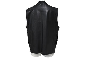 CHROME HEARTS クロムハーツ レザーパパベスト CHクロスパッチ サイズM ブラック シルバー925 牛革 ダガージップ 美品 中古 64294