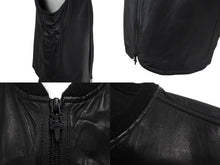 Load image into Gallery viewer, CHROME HEARTS クロムハーツ レザーパパベスト CHクロスパッチ サイズM ブラック シルバー925 牛革 ダガージップ 美品 中古 64294