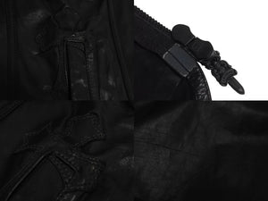 CHROME HEARTS クロムハーツ レザーパパベスト CHクロスパッチ サイズM ブラック シルバー925 牛革 ダガージップ 美品 中古 64294