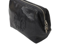 Load image into Gallery viewer, 極美品 CHROME HEARTS クロムハーツ ポーチ コスメティックケース BSフレア ダガー ブラック シルバー金具 中古 64295