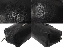 Load image into Gallery viewer, 極美品 CHROME HEARTS クロムハーツ ポーチ コスメティックケース BSフレア ダガー ブラック シルバー金具 中古 64295