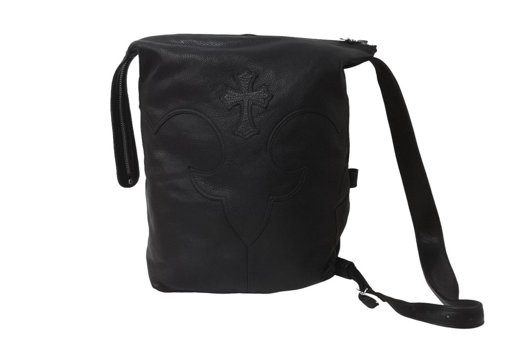 極美品 CHROME HEARTS クロムハーツ レロ クロスパッチ レザー ショルダーバッグ ブラック 名古屋限定 フレアニー 中古 64298