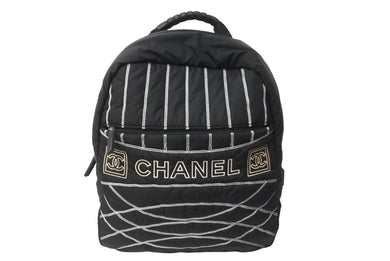 極美品 CHANEL シャネル スポーツライン ナイロンリュック 10番台 ブラック グレー 中古 64302