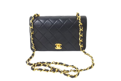 CHANEL シャネル ミニマトラッセ 19 チェーンショルダーバッグ 1番台 フルフラップ ラムスキン ブラック 美品 中古 64308