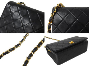 CHANEL シャネル ミニマトラッセ 19 チェーンショルダーバッグ 1番台 フルフラップ ラムスキン ブラック 美品 中古 64308
