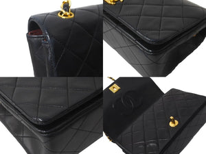 CHANEL シャネル ミニマトラッセ 19 チェーンショルダーバッグ 1番台 フルフラップ ラムスキン ブラック 美品 中古 64308