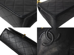 CHANEL シャネル ミニマトラッセ 19 チェーンショルダーバッグ 1番台 フルフラップ ラムスキン ブラック 美品 中古 64308