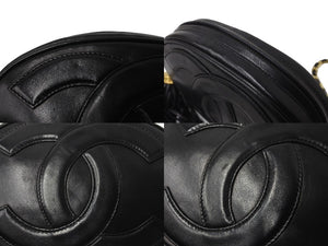 CHANEL シャネル チェーンショルダーバッグ ココマーク フリンジ 1番台 カーフスキン ブラック ゴールド金具 美品 中古 64309