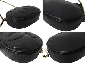 CHANEL シャネル チェーンショルダーバッグ ココマーク フリンジ 1番台 カーフスキン ブラック ゴールド金具 美品 中古 64309